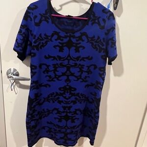 35. Elegant Blue and Black Patterned Sweater Women's Dress